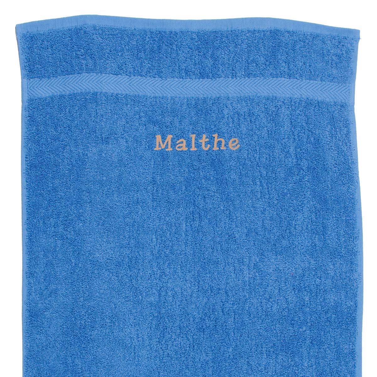 Håndklæde med navn - havblå 50 x 90 cm