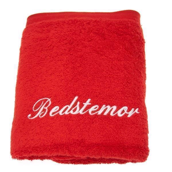 Håndklæde med navn, rødt 70x130