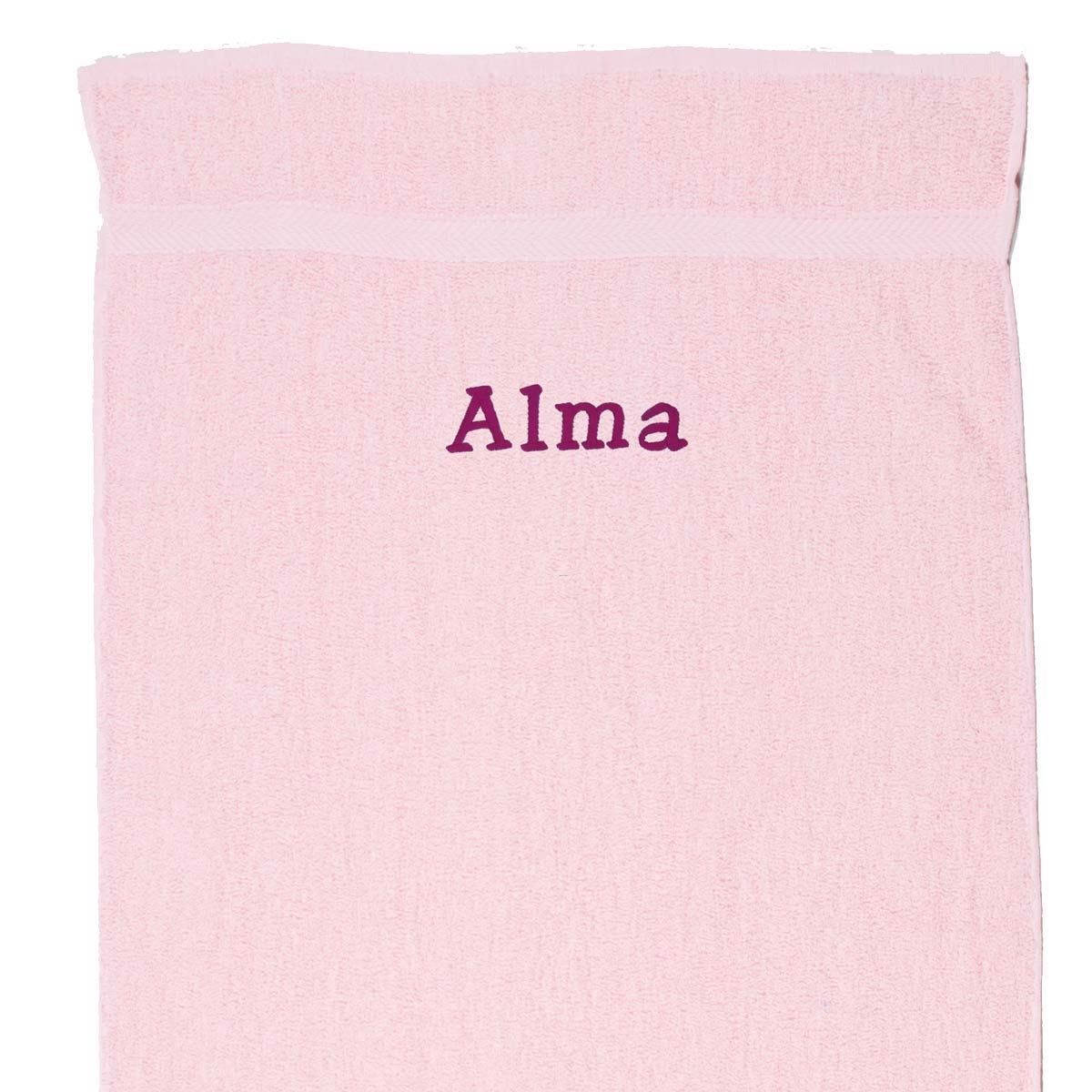 Håndklæde med navn - Lyserød 50 x 90cm