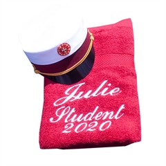 Rødt håndklæde med Student 2022  (50 x 90 cm)